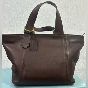 Coach Brown Leather Tote with Gold Hardware